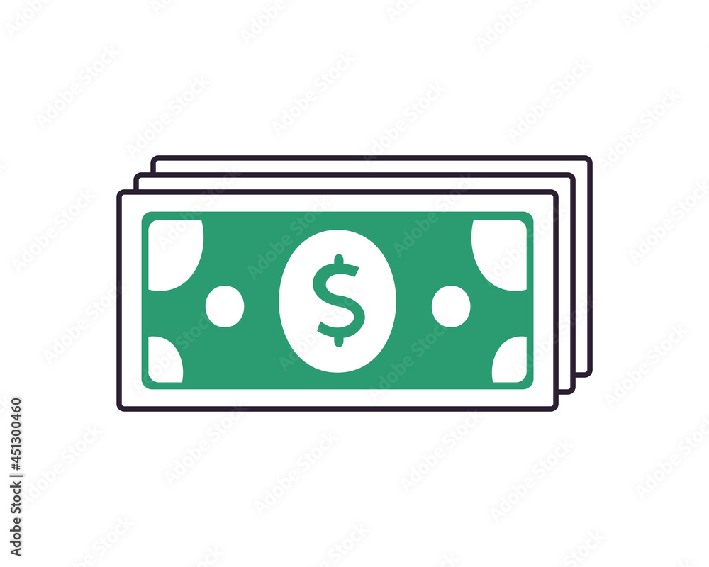 Dollar bills banknotes stack isolated cartoon vector icon, cash money, loan, payment or withdrawal. Dollar bills banknotes stack isolated cartoon vector icon, cash money, loan, payment or withdrawal.