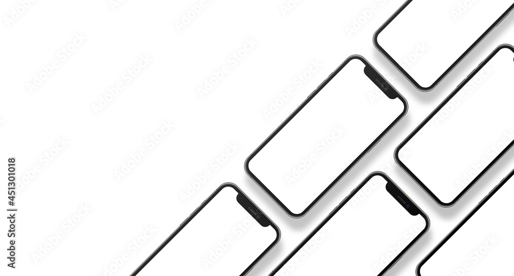 iPhone pro max collage with blank screen front view