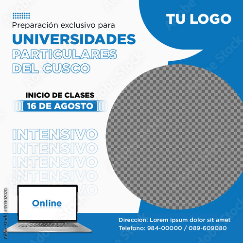 Creative vector template for social networks, specifically for universities, public, private, college and schools.
post education