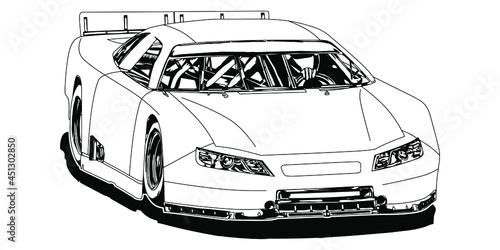 Racing car isolated on white background. abstract silhouette. line art. vector illustration.