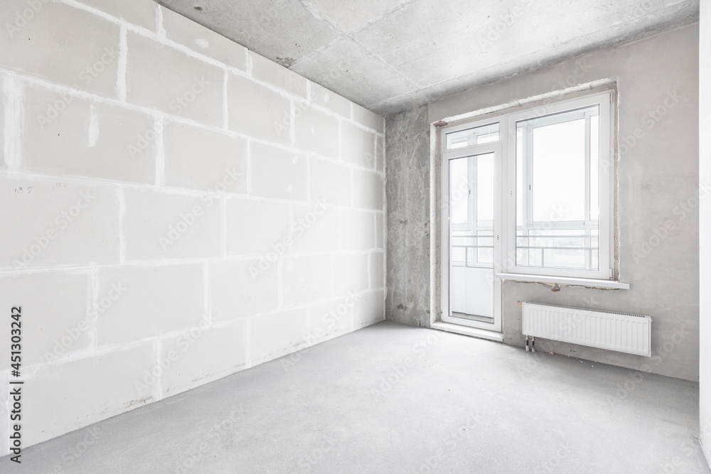 interior of the apartment without decoration in gray colors interior of the apartment without decoration in gray colors