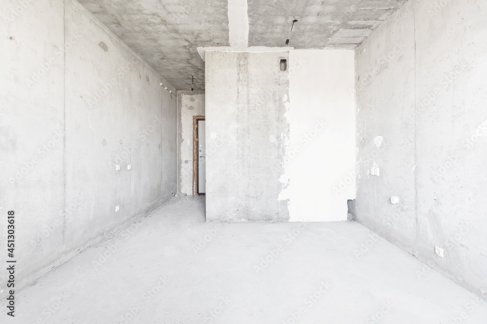 interior of the apartment without decoration in gray colors