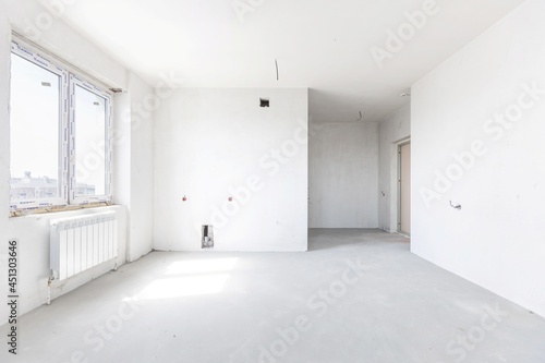 interior of the apartment without decoration in gray colors