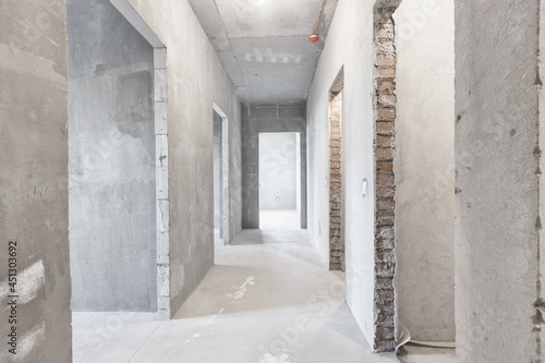 interior of the apartment without decoration in gray colors