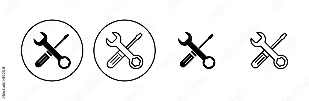 Repair tools icon set. tool icon vector. setting icon vector. Wrench and screwdriver. support, Service Repair tools icon set. tool icon vector. setting icon vector. Wrench and screwdriver. support, Service
