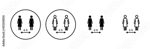 Social distancing icon set. social distance icon. self quarantine sign