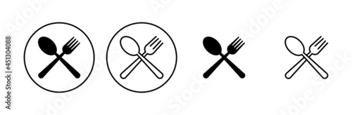 spoon and fork icon set. spoon, fork and knife icon vector. restaurant icon