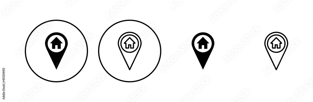 Address icon set. home location icon vector Address icon set. home location icon vector