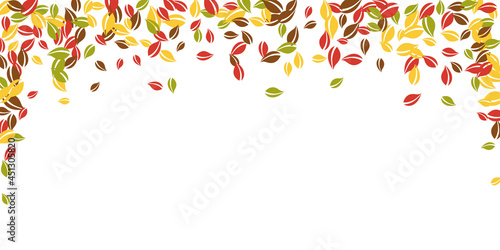 Falling autumn leaves. Red, yellow, green, brown c
