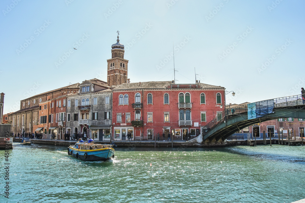 Architecture of buildings in Murano Island, Venice, Italy, 2019