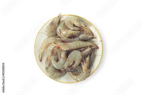 pacific white shrimp isolated on white background. photo
