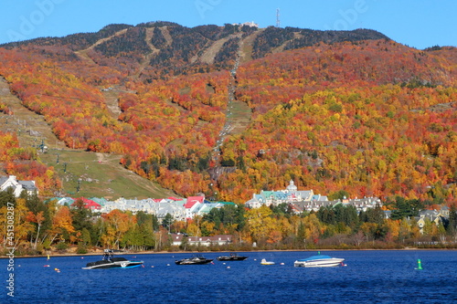 autumn landscape with lake and mountains photo