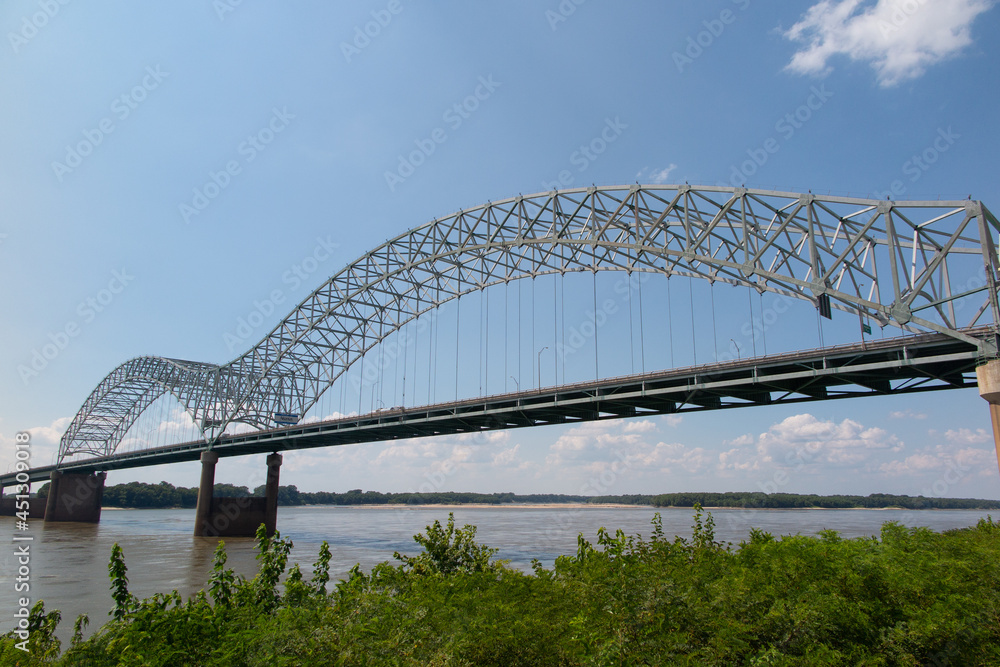 Hernando Desoto Bridge on the Mississippi River at Memphis Tennessee 