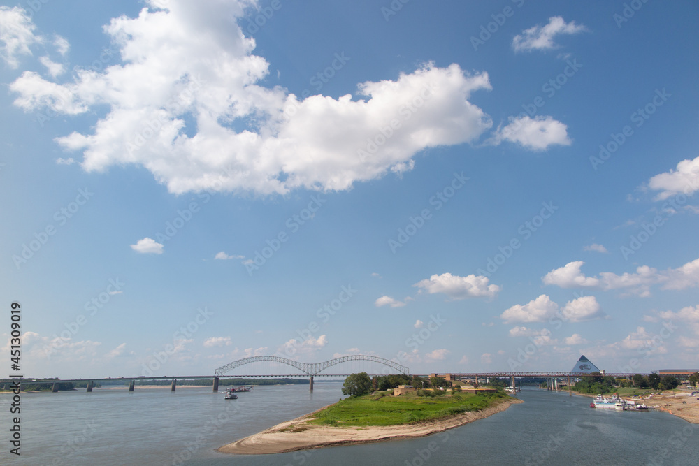 Hernando Desoto Bridge on the Mississippi River at Memphis Tennessee 