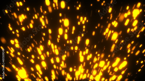 Rising many bright embers, 3d render computer generated background