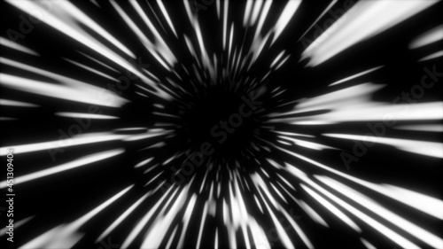 Abstract fast hyper warp neon tunnel  moving in space and time  distortion of space  traveling in space  3d rendering