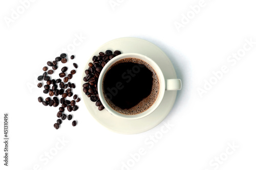 black coffee in a coffee cup isolated on white background. with clipping path.