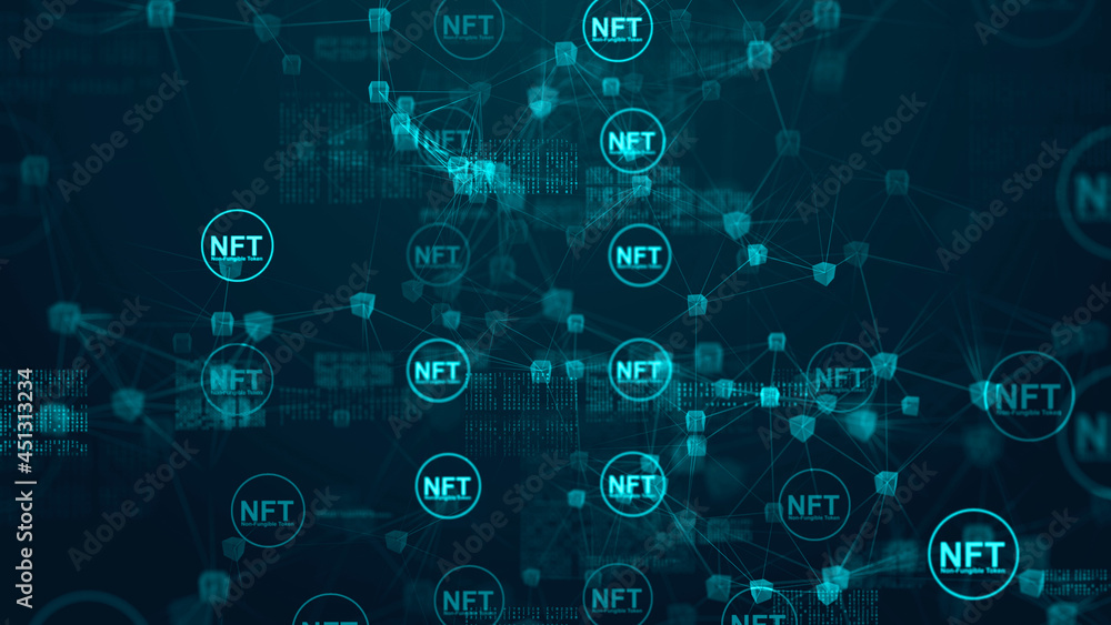 NFTs or NFT is a non-fungible tokens. They act as a non-duplicable digital certificate of ownership for any assigned digital asset - 3D Illustration rendering NFTs or NFT is a non-fungible tokens. They act as a non-duplicable digital certificate of ownership for any assigned digital asset - 3D Illustration rendering