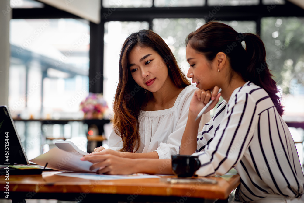 Portrait of Professional asian business team working together at desk, Portrait of Professional asian business team working together at desk,