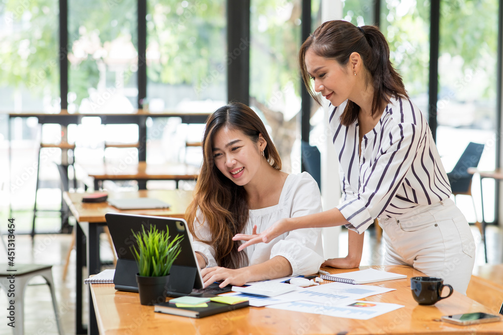 Portrait of Professional asian business team working together at desk, Portrait of Professional asian business team working together at desk,