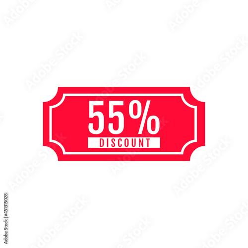 55 Percent Off, Discount Sign, Special offer price signs