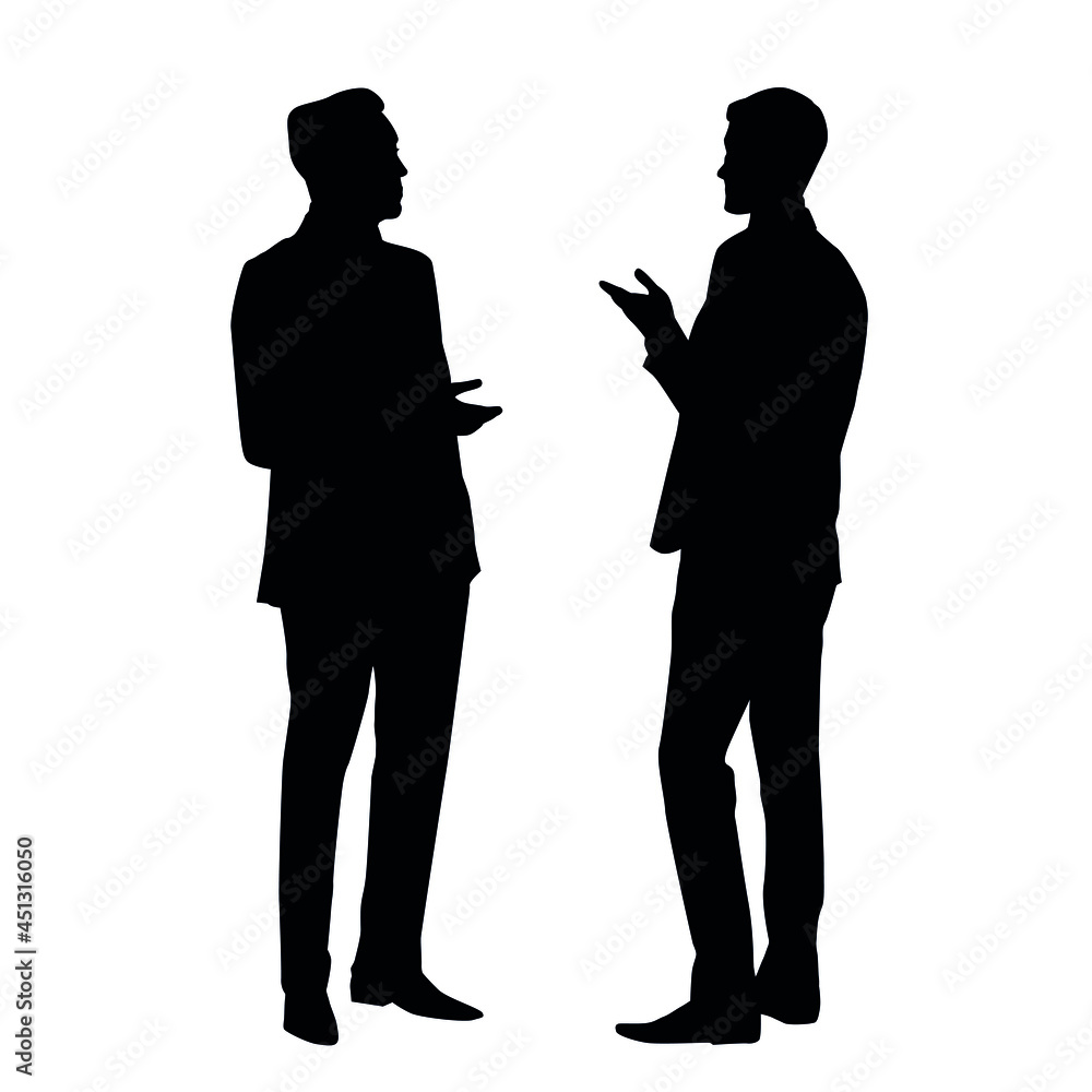  Silhouette Of Two People Having A Discussion