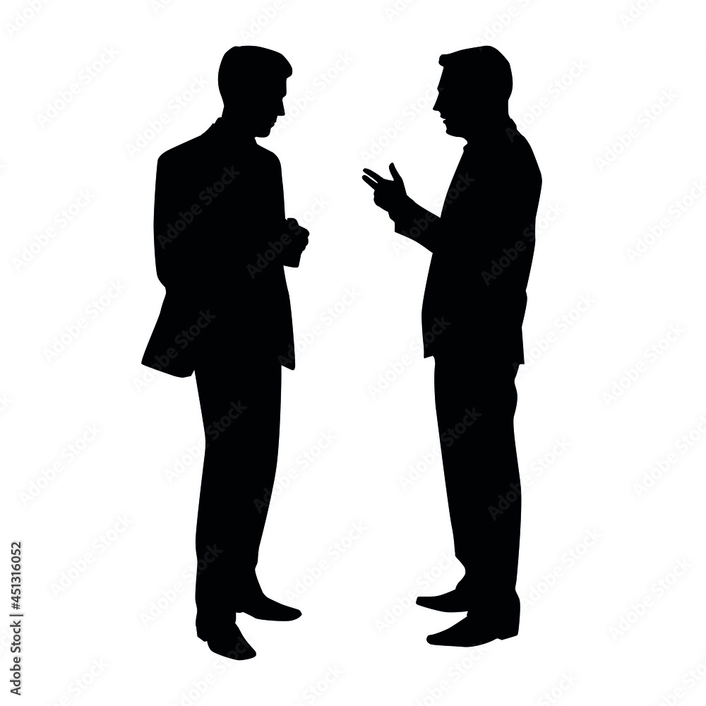  Silhouette Of Two People Having A Discussion