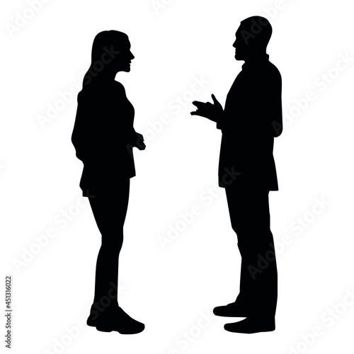  Silhouette Of Two People Having A Discussion