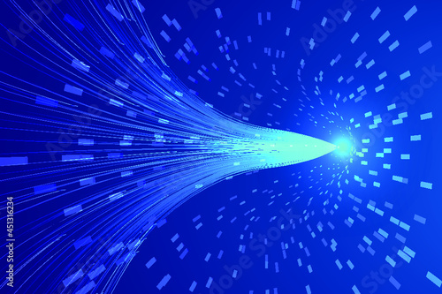 Horizontal emission light line Internet technology background