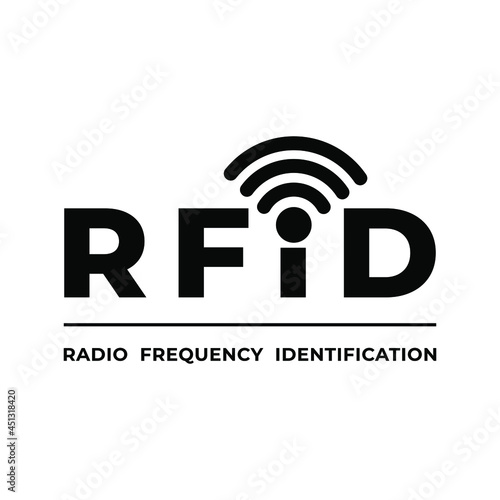 RFID tag icon. Radio Frequency Identification symbol. Isolated on a blank, editable and changeable background.