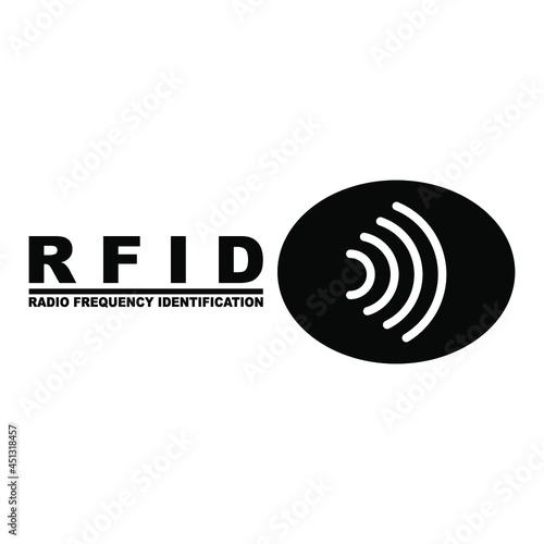 RFID tag icon. Radio Frequency Identification symbol. Isolated on a blank, editable and changeable background.