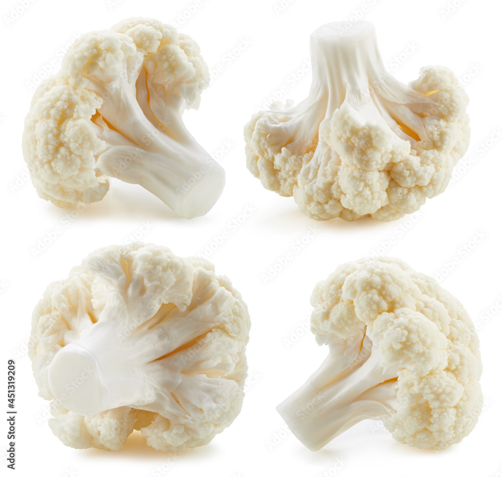 Collection cauliflower isolated on white background Collection cauliflower isolated on white background