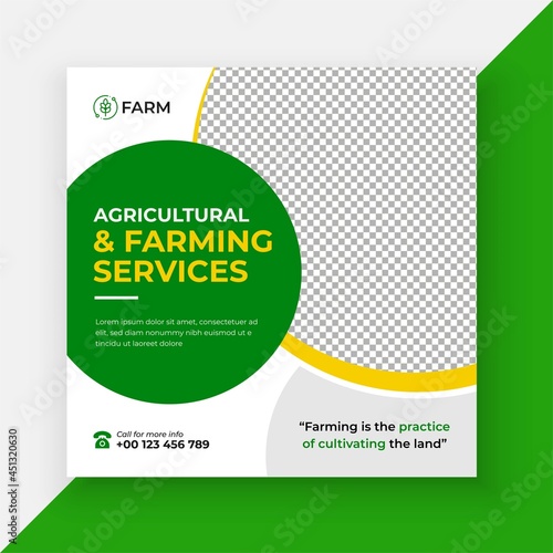 Agricultural and farming services social media post and web banner template