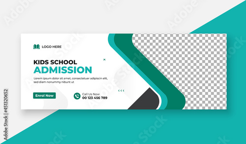 School Admission Facebook Cover & Web Banner Template, Social Media Cover Design