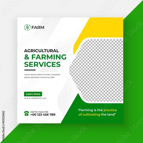 Agricultural and farming services social media post and web banner template