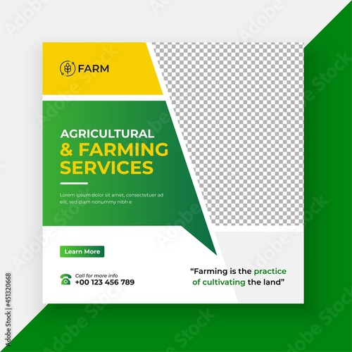 Agricultural and farming services social media post and web banner template