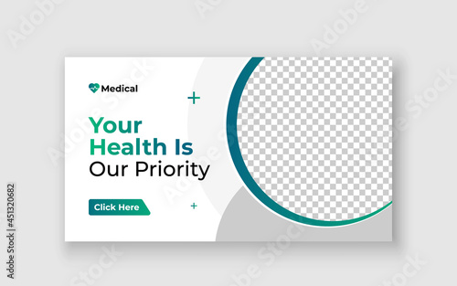 Medical healthcare youtube thumbnail and web banner template.Editable video thumbnail template