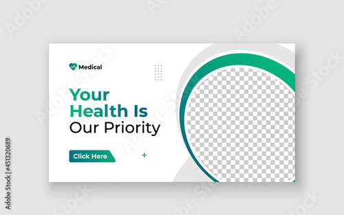Medical healthcare youtube thumbnail and web banner template.Editable video thumbnail template