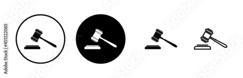 Gavel icons set. Hammer icon vector. Judge Gavel Auction Icon Vector. Bid