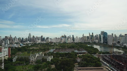 Wallpaper Mural Bangkok Thailand Cityscape Skyline Time Lapse, Benjakitti Park, Modern Buildings at Day Torontodigital.ca