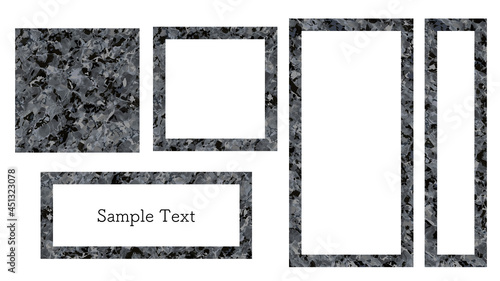 石イメージの模様の四角いフレーム素材セット