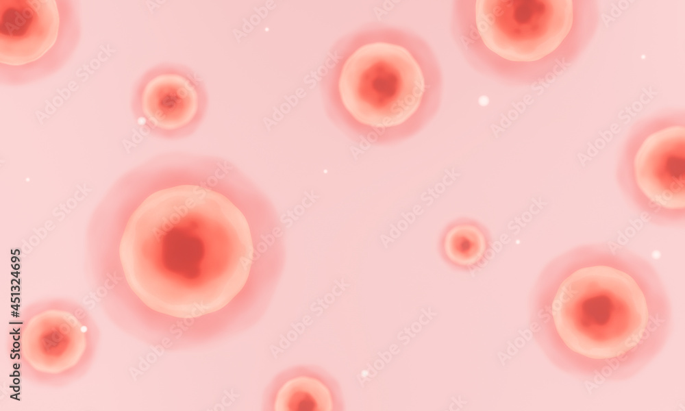 3D red microscopic cell.