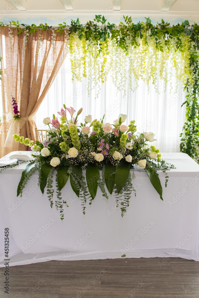 large floral arrangement on a table