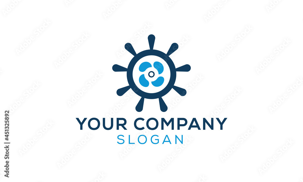 Sea symbol logo and ship steering, logo vector illustration template  for ship steering, creative ship steering logo design