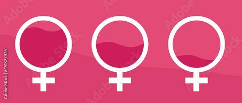 Set of gynecology estrogen hormone level icon filled blood in pink color. Concept of woman menstruation period, pregnancy or menopause. Medical, healthcare and feminine concept. Vector illustration.