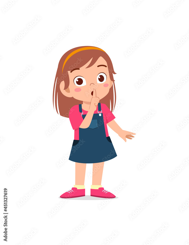 cute little girl show close mouth with finger pose cute little girl show close mouth with finger pose