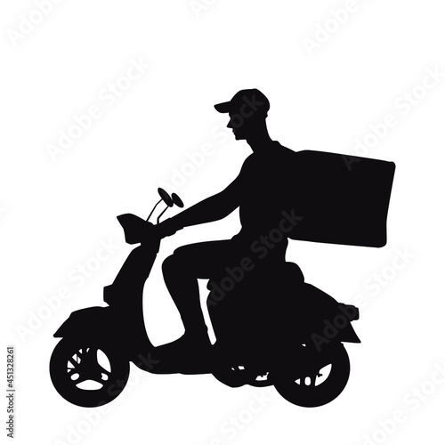 Silhouette of Courier Making Deliveries