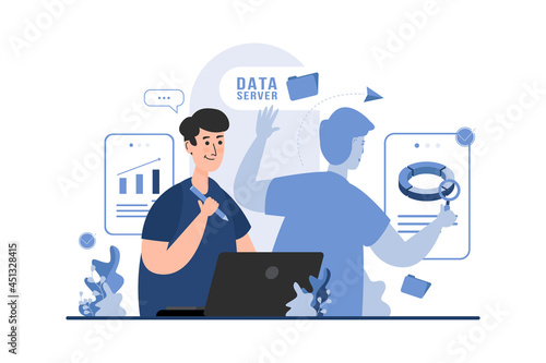 Data analyst with multitasking illustration concept