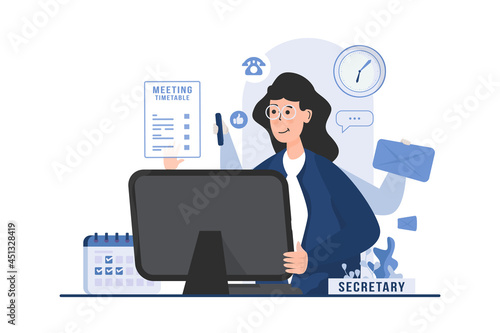 Assistant secretary with multitasking concept
