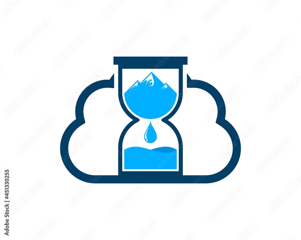 Simple cloud with sang glass and mountain water drop inside Simple cloud with sang glass and mountain water drop inside